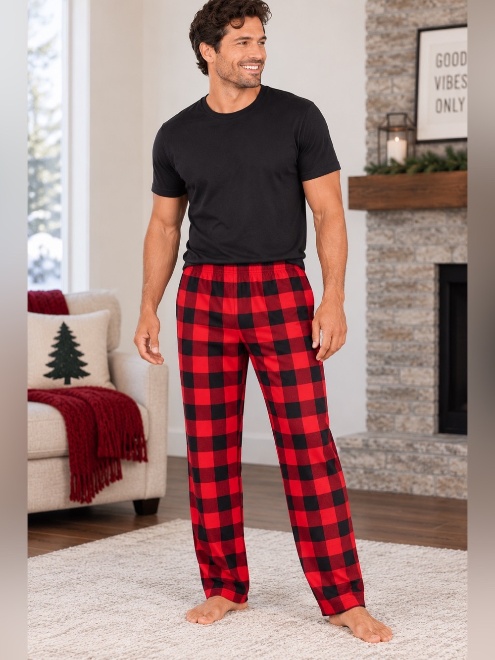 Red and Black Buffalo Plaid Men’s Pants Size XXL